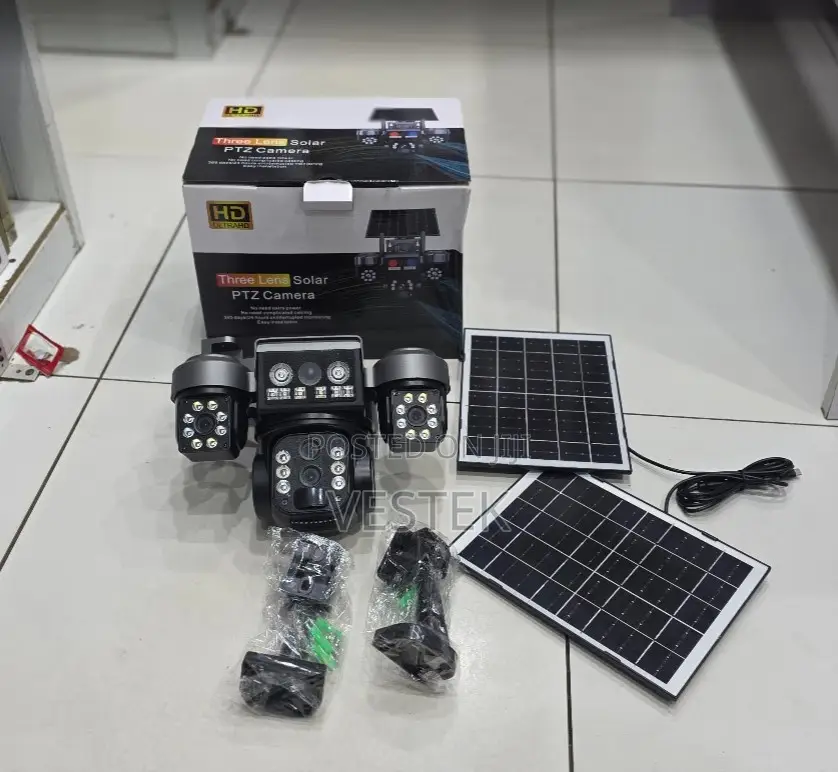 360° PTZ Triple Lens 4g Solar Camera V380 Pro 10x Zoom Ip66 Waterproof