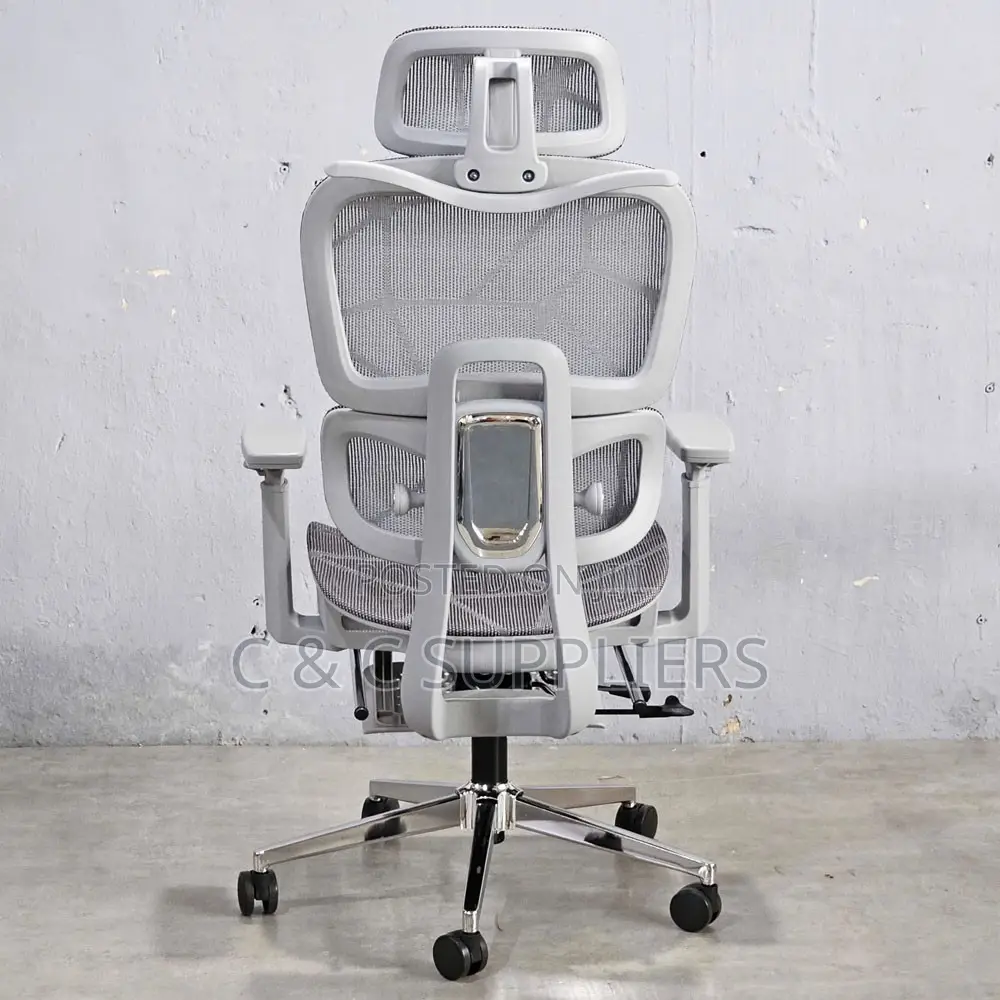 White Reclining Ergonomic Chair With Footrest