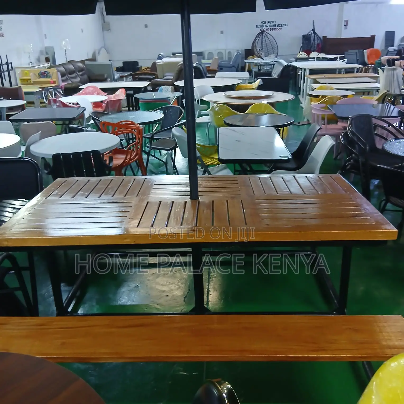 Outdoor Bench: 6 Seater Wooden Bench With Shade and Metal Frame