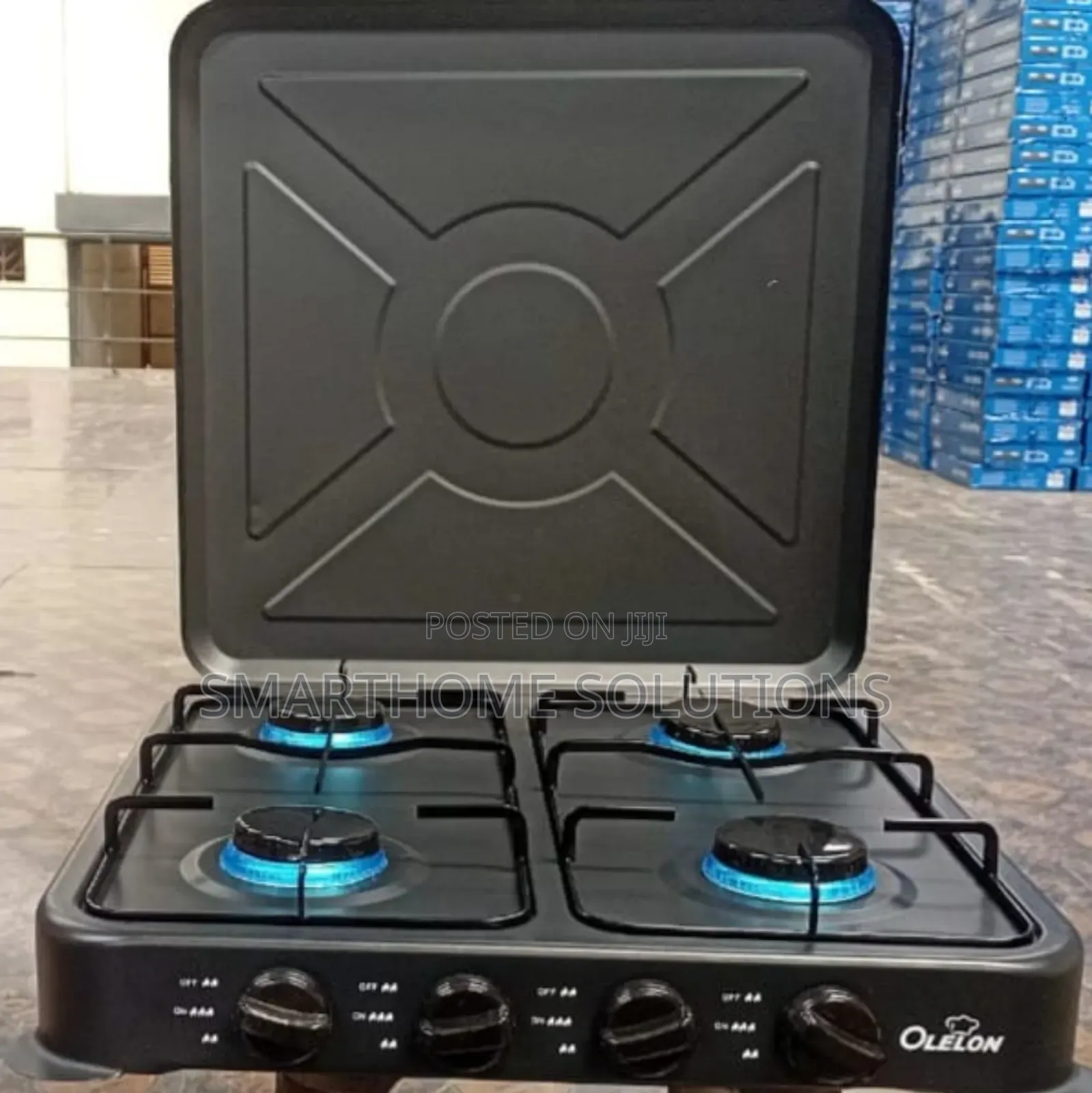 Olelon 4 Burner Gas Stove Cooker With Cover Lid