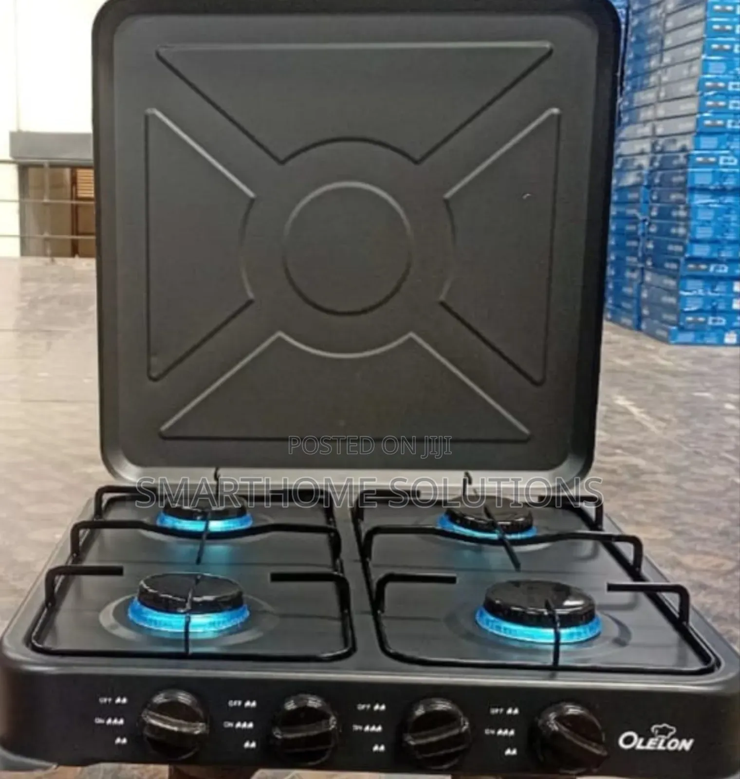 Olelon 4 Burner Gas Stove Cooker With Cover Lid