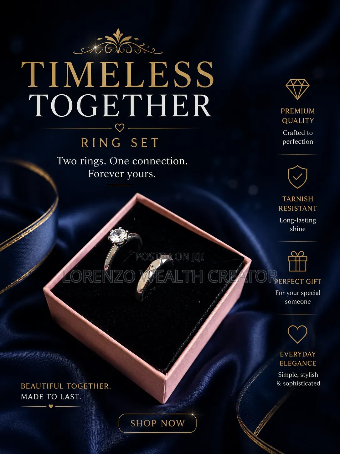Elegant Couple Ring Set – Silver Color