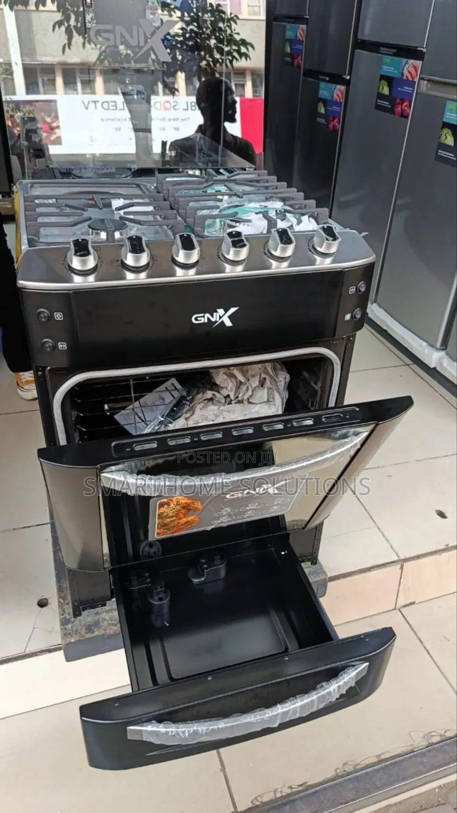 Gnix Black – 60×60 Premium Cooker 3 Gas + 1 Rapid Hotplate