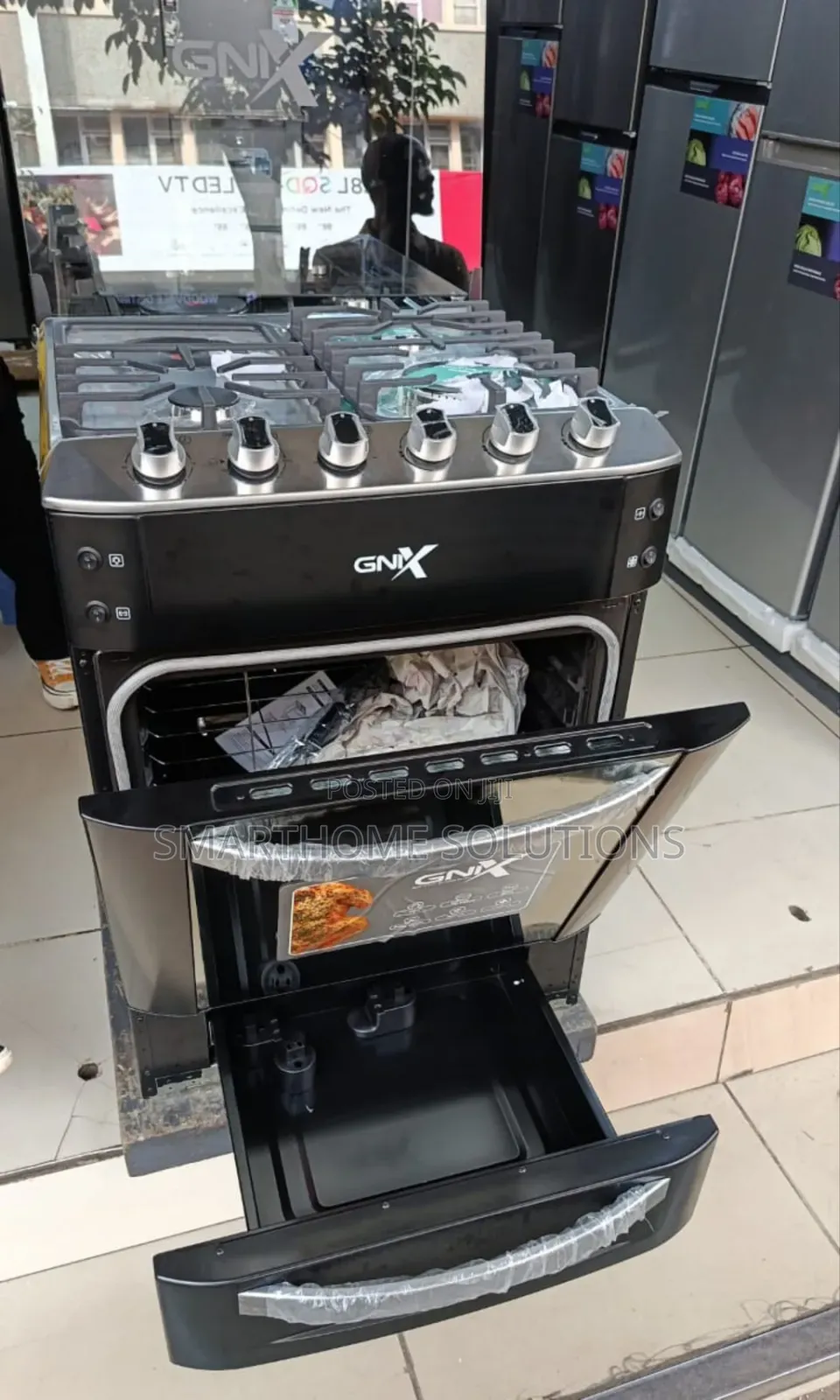Gnix Black – 60×60 Premium Cooker 3 Gas + 1 Rapid Hotplate