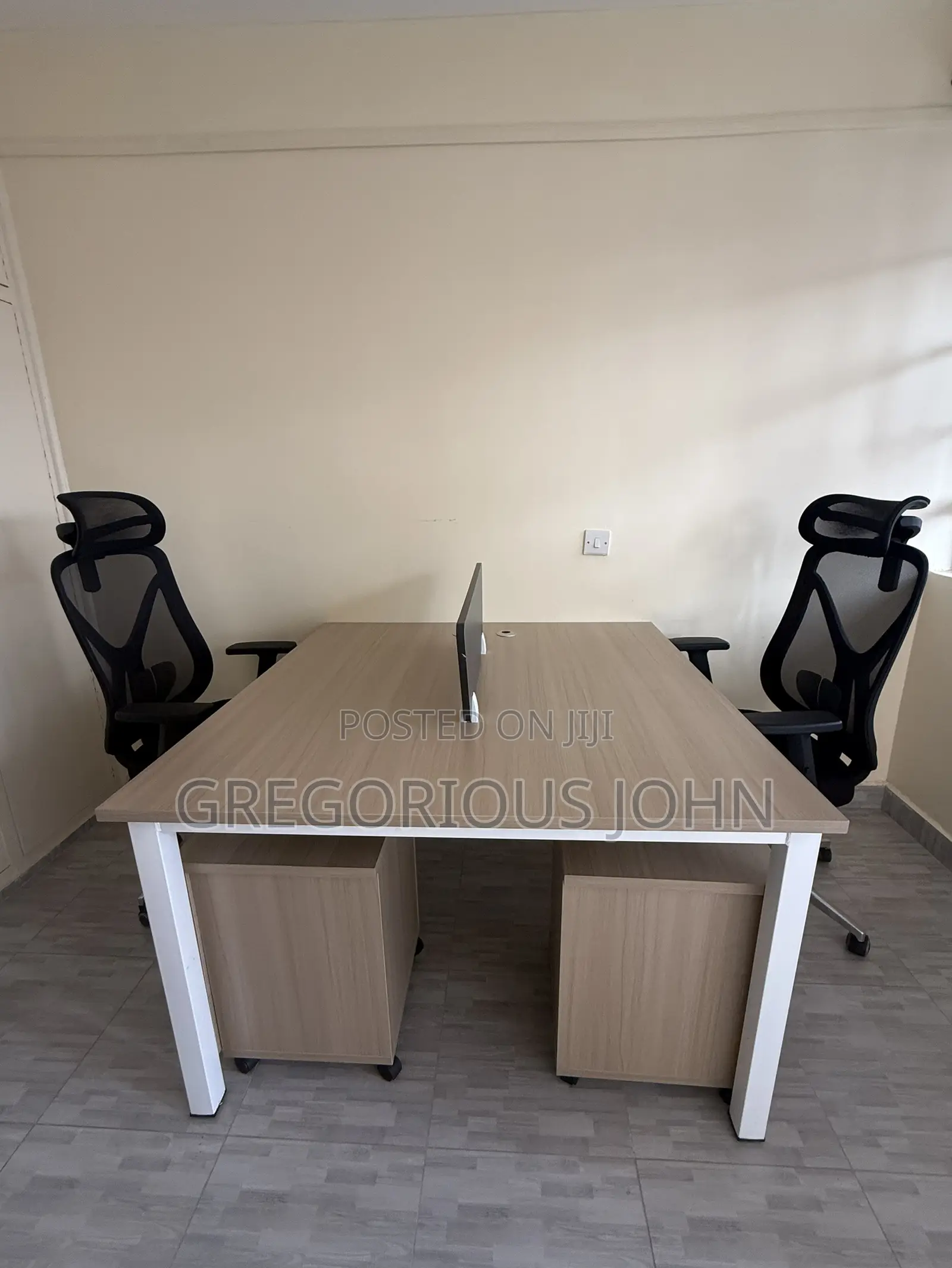 Modern 2-Person Workstation + 2 Ergonomic Chairs