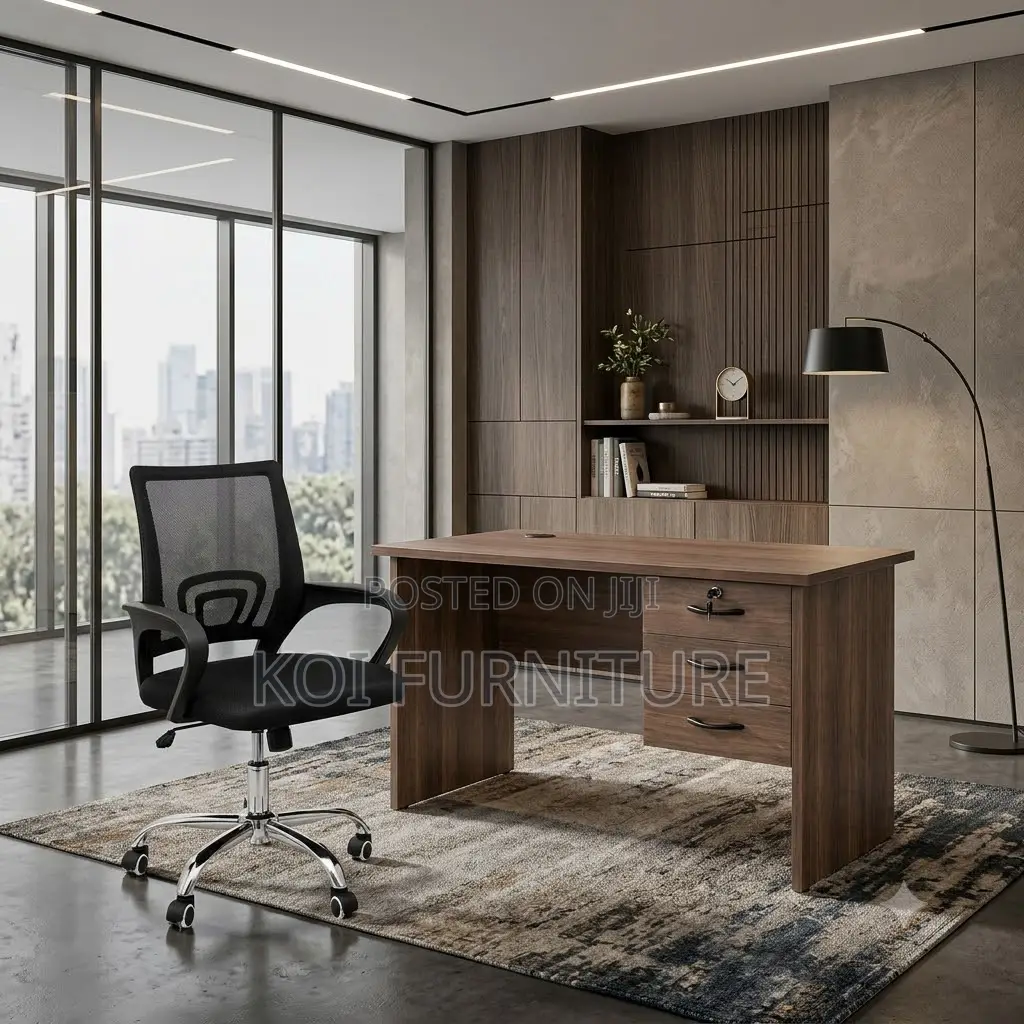 Office Desk; 1.2m Clerical Home Office Desk With Lockable Drawers