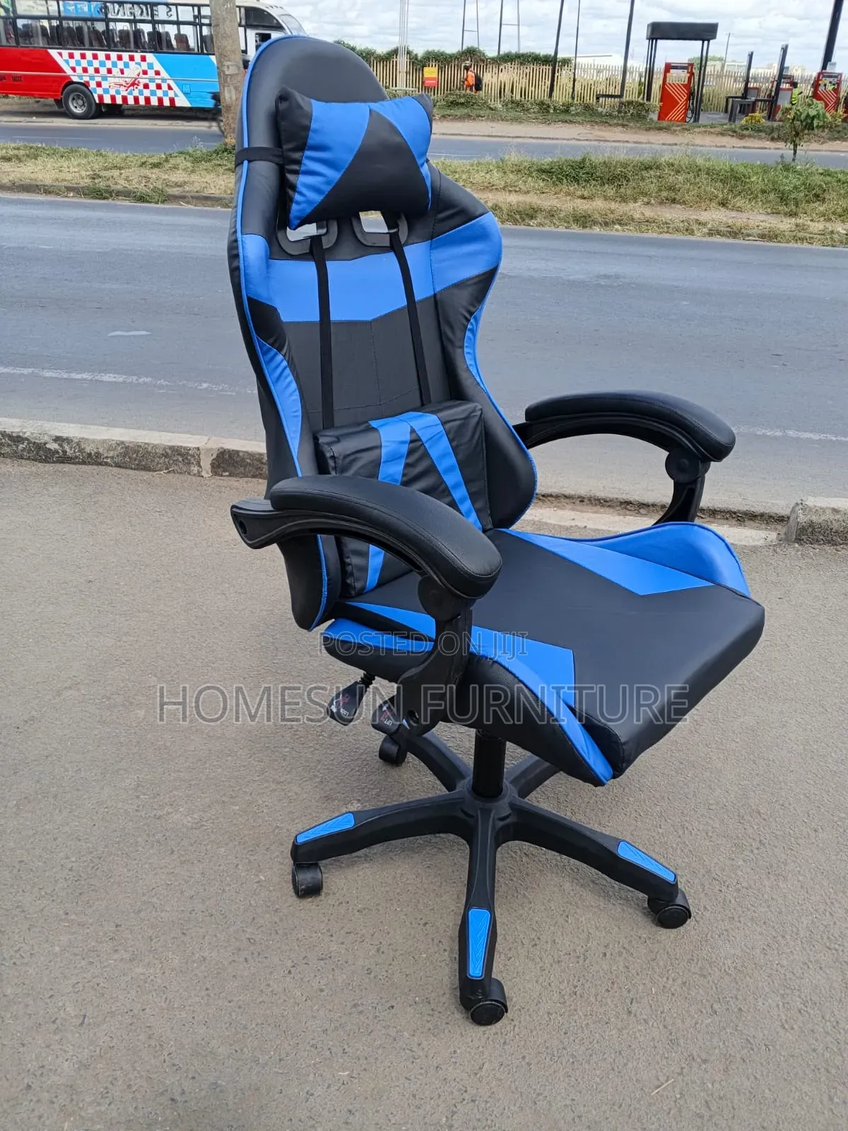 Ergonomic Gaming Office Chair – Blue Black High-Back Executive Chair