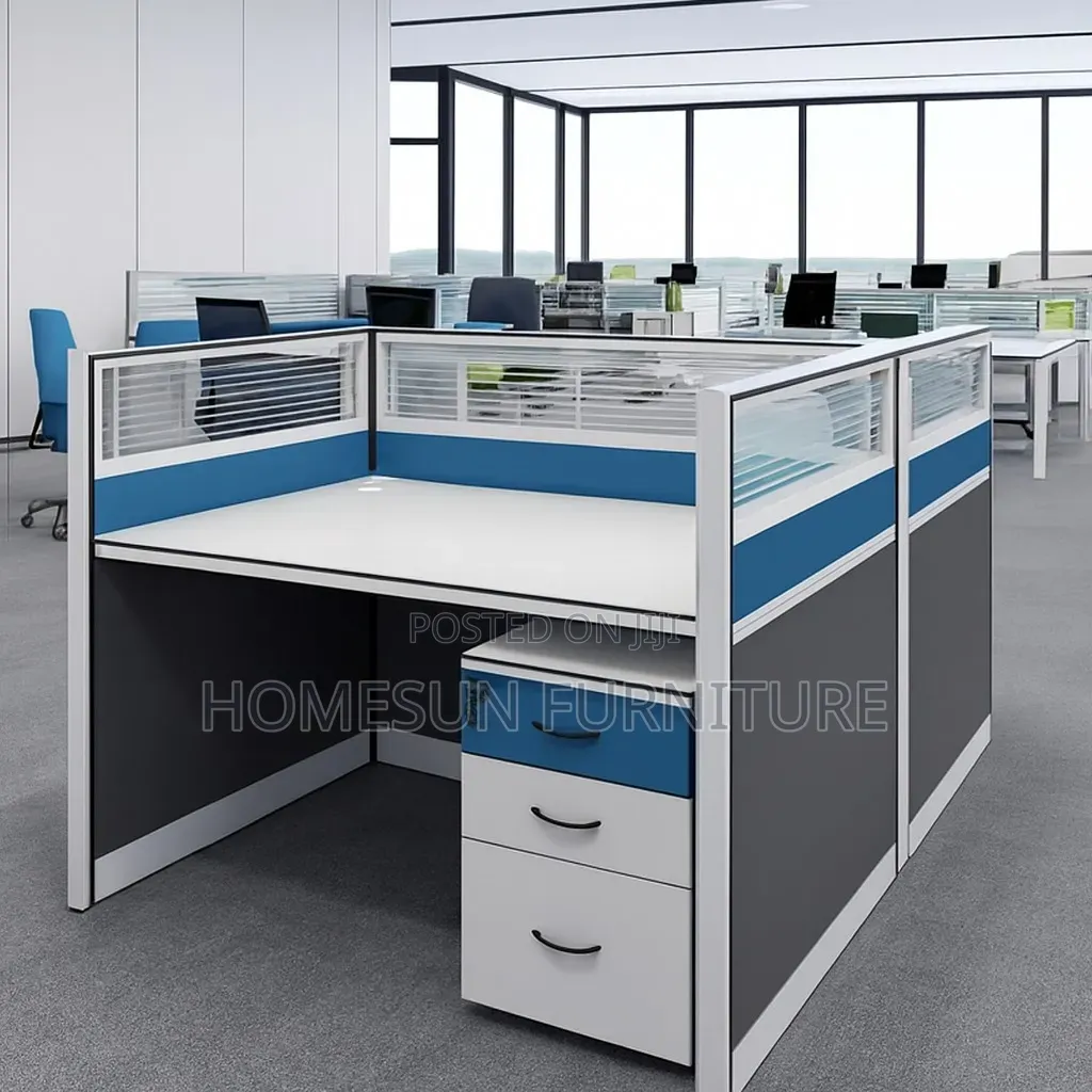 Modern Office Cubicle Workstation With Mobile Pedestal – Single User