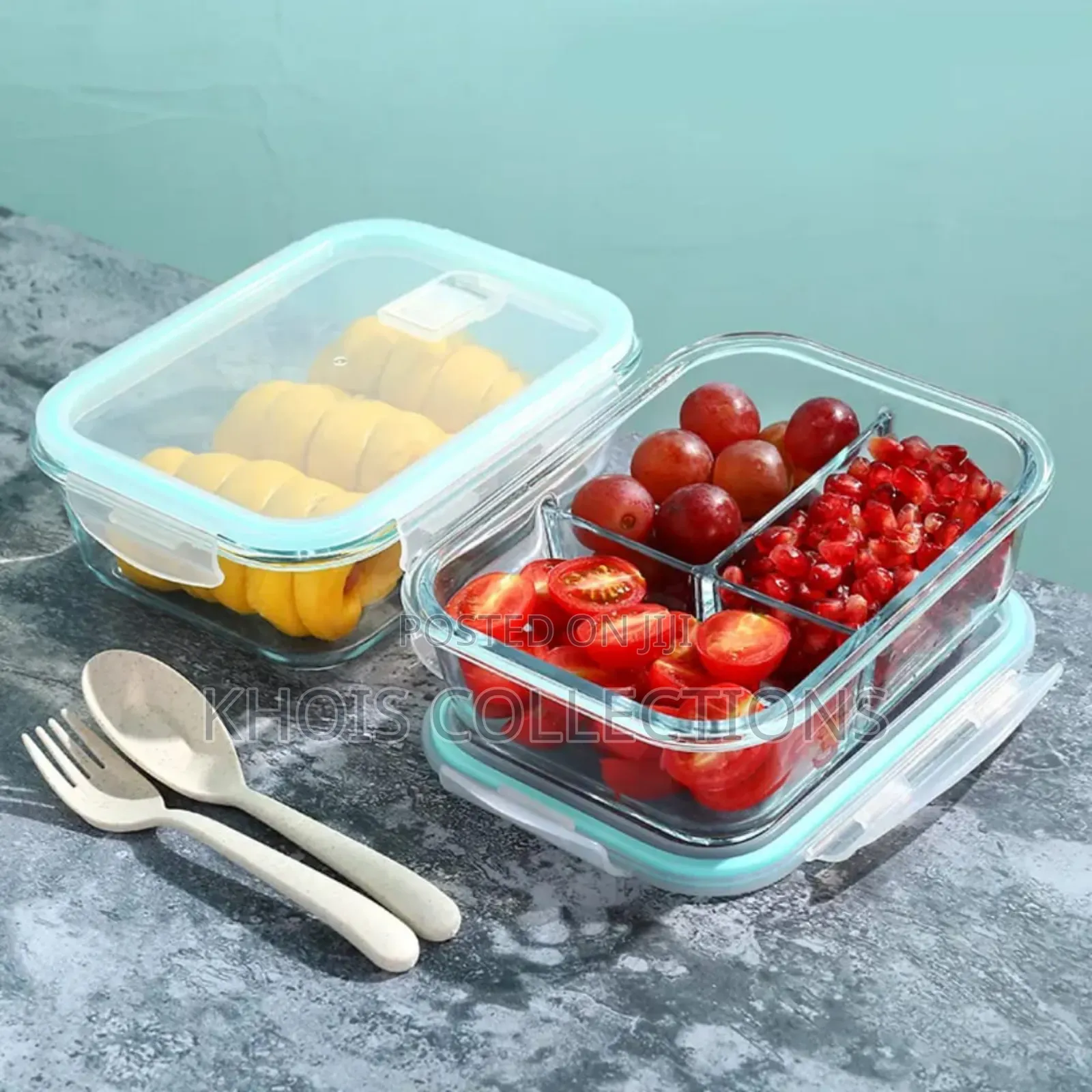 3 Grid Glass Partitioned Lunch Box