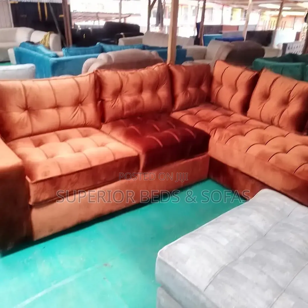 5 Seater Burnt Orange Corner Sofa: Pay on Delivery