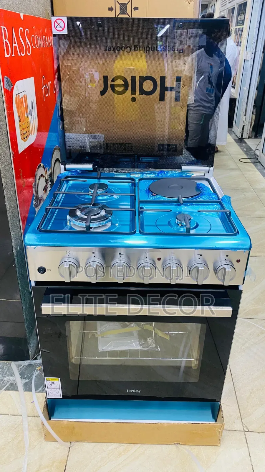 Haier 60×60 Cooker – 3 Gas +1 Electric, Electric Oven With Gas Sensor