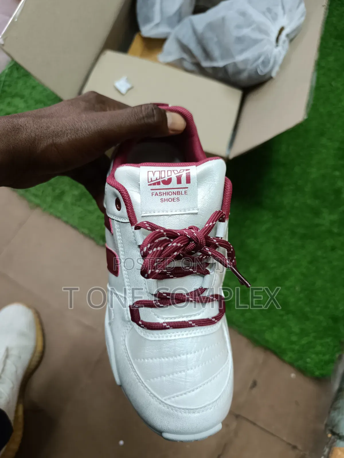 Brand New White Maroon Chunky Sneakers - Lace Up