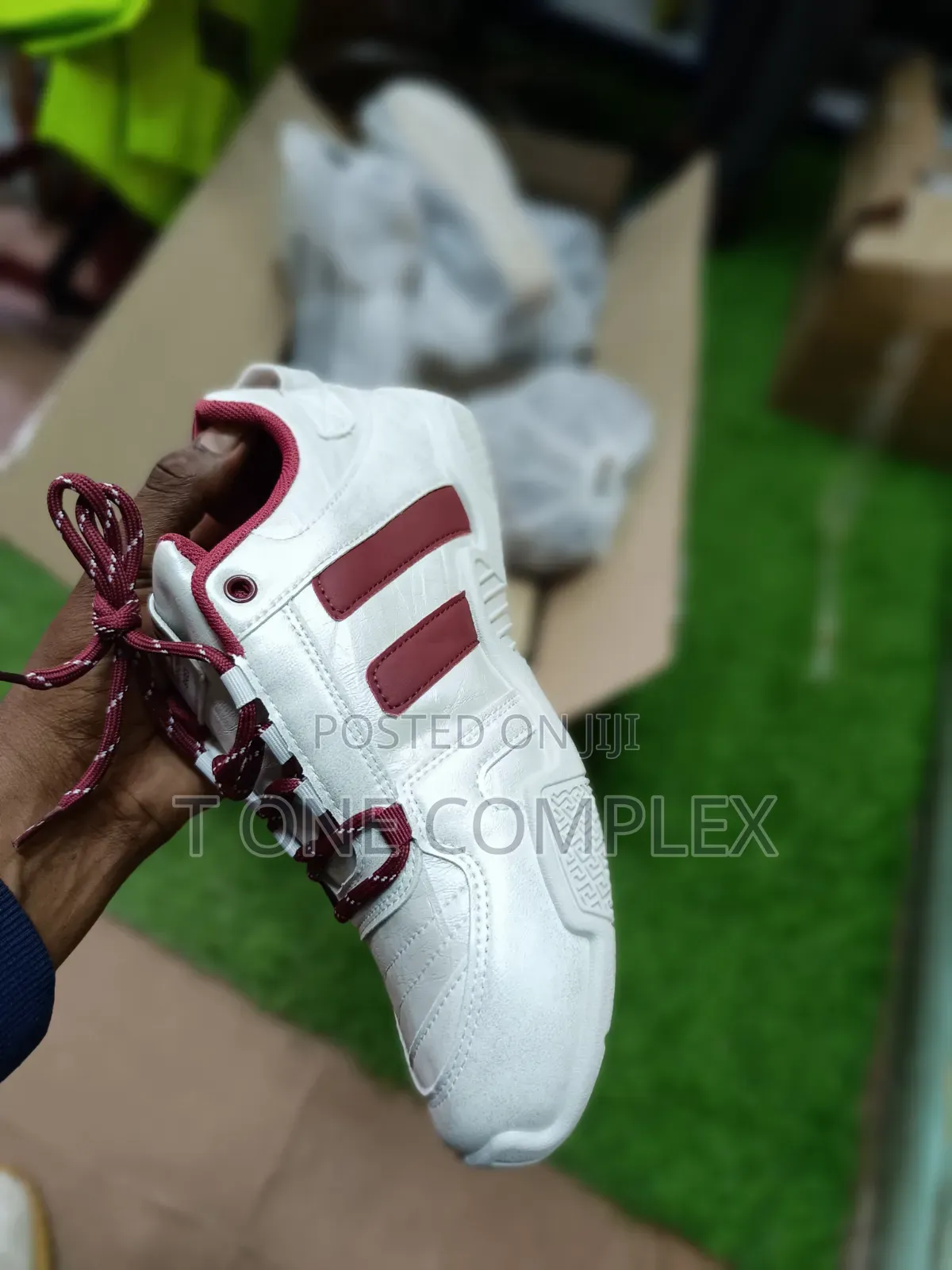 Brand New White Maroon Chunky Sneakers - Lace Up