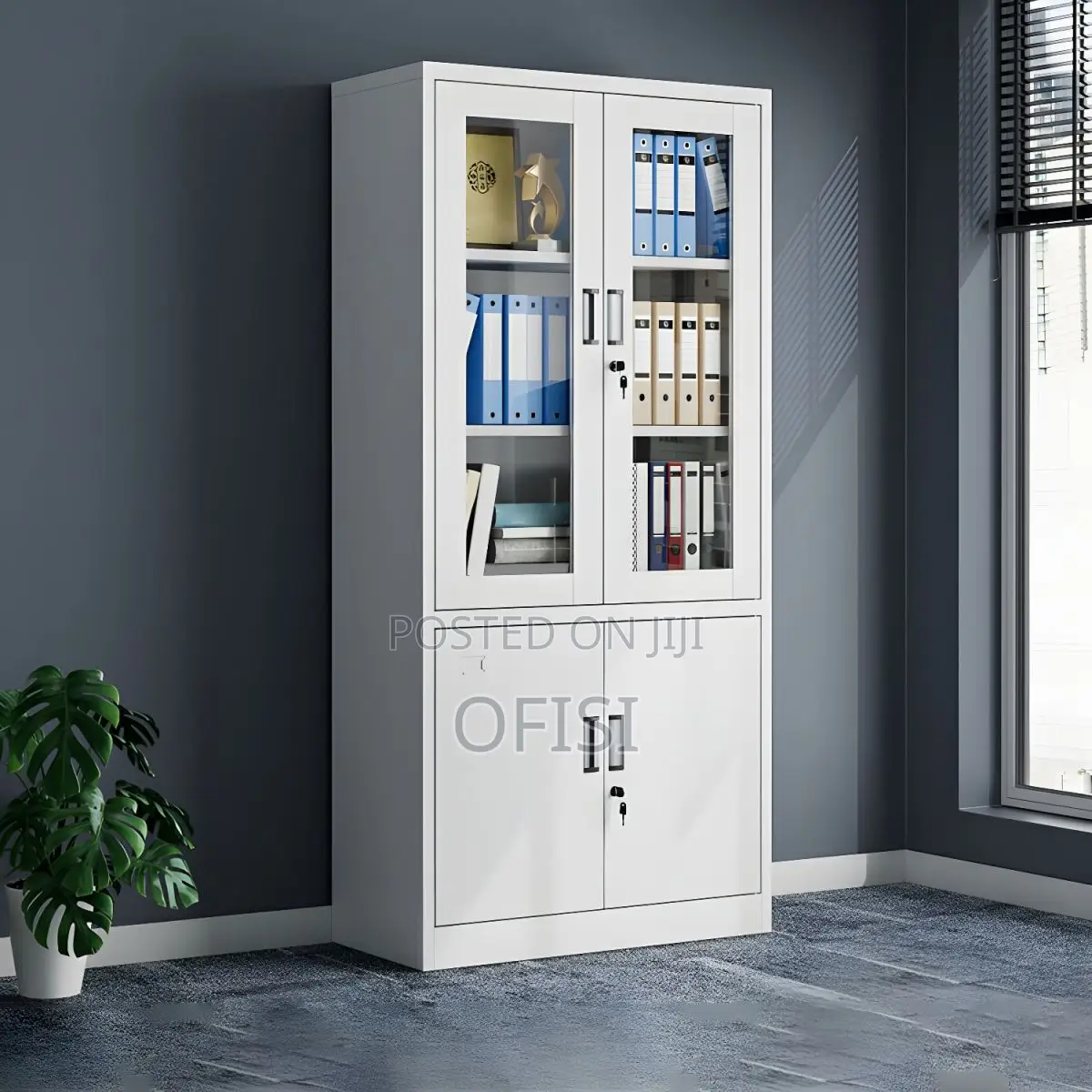 Office Cabinet; 2-Door Half Glass Filing Office Cabinet