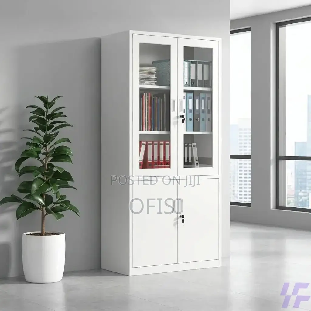 Office Cabinet; 2-Door Half Glass Filing Office Cabinet