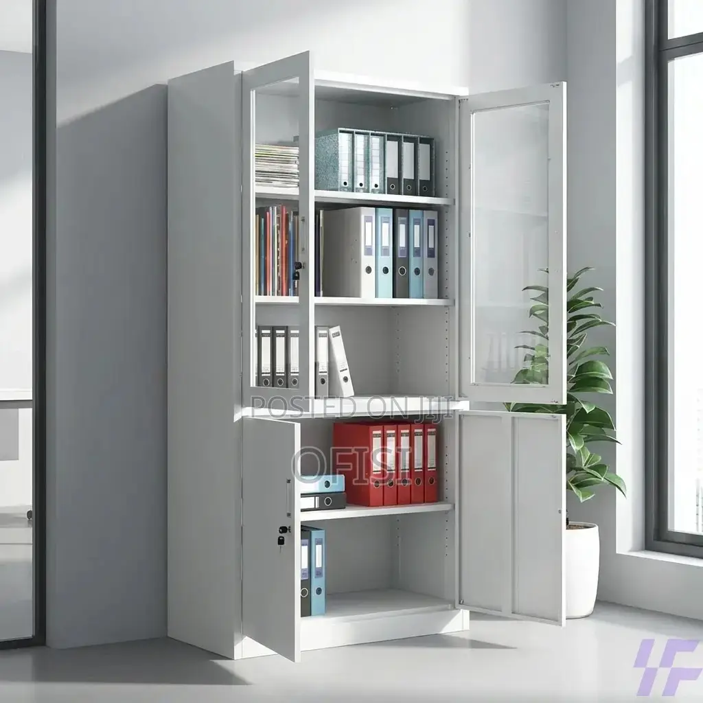 Office Cabinet; 2-Door Half Glass Filing Office Cabinet