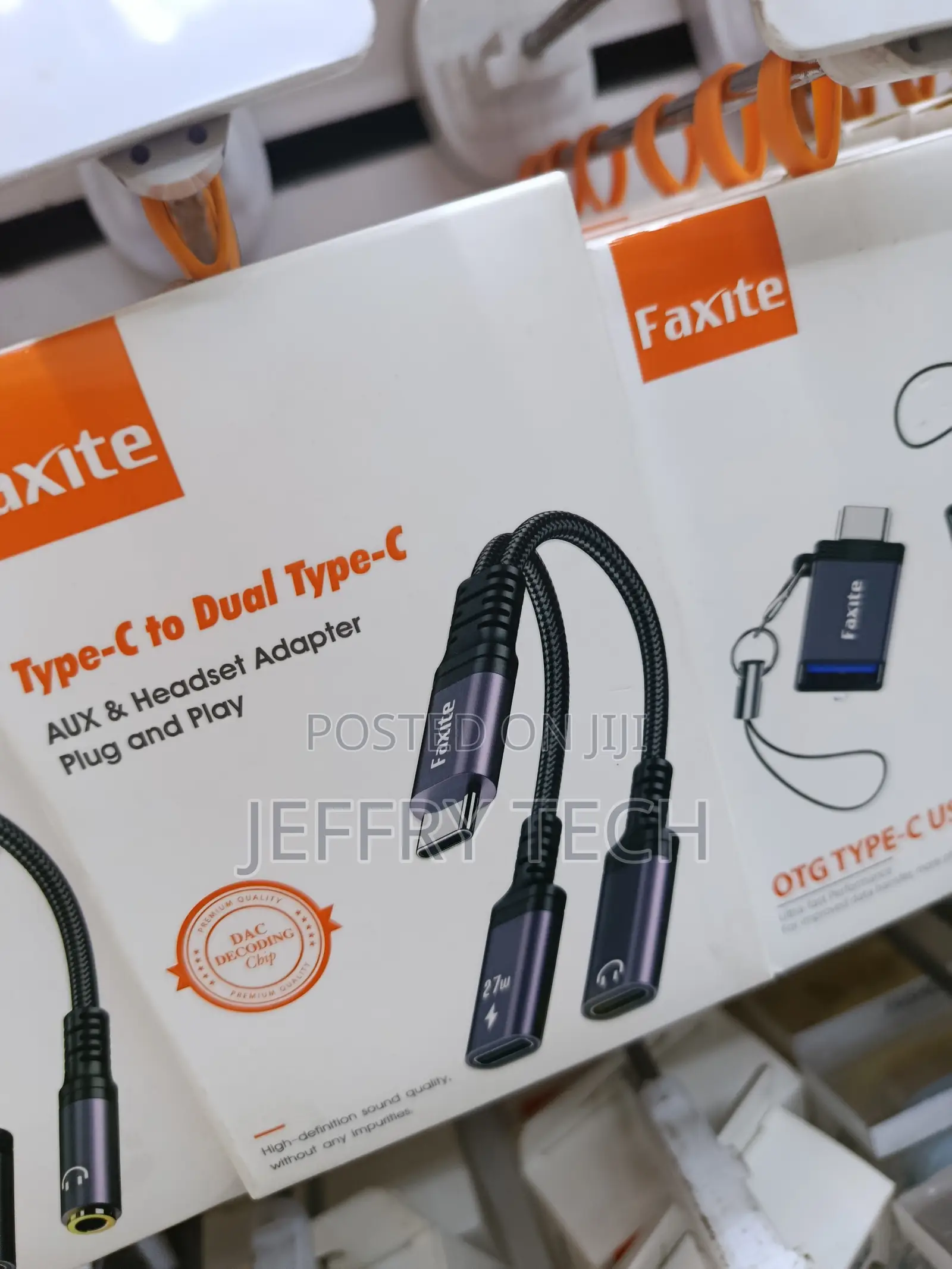 Faxite Type-C to Dual Type-C Aux Headset Adapter Plug and Play- 27w