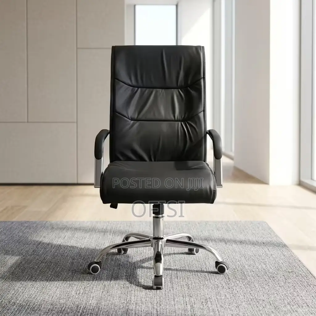 Office Chair; Black Pu Leather Executive Office Chair