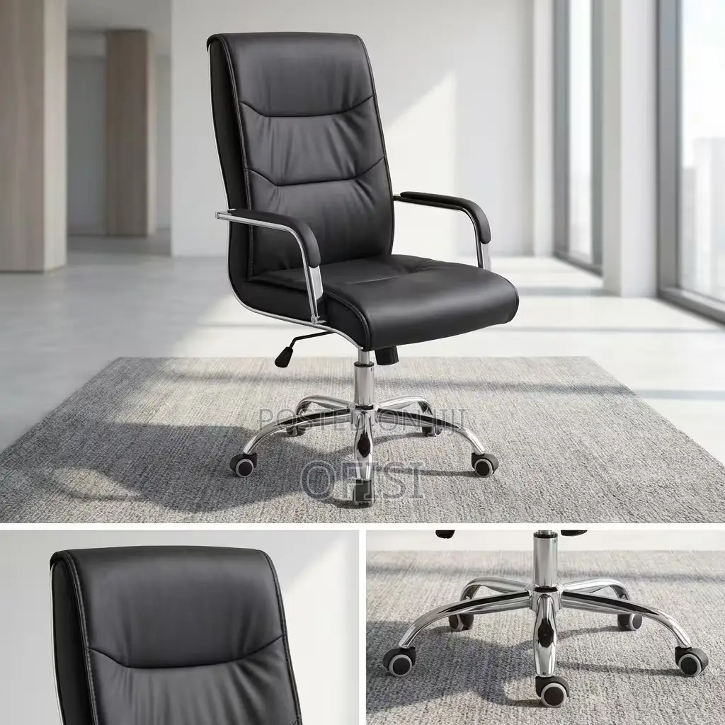 Office Chair; Black Pu Leather Executive Office Chair