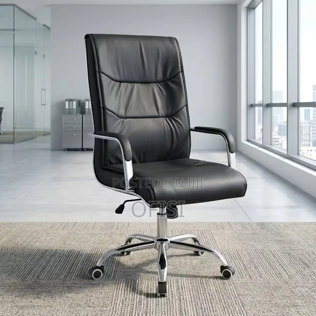 Office Chair; Black Pu Leather Executive Office Chair