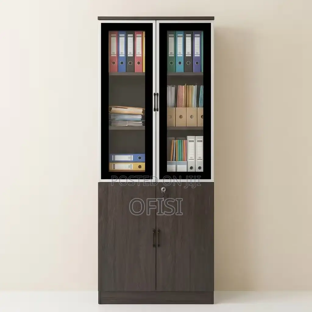 Office Cabinet; Half Glass Wooden Office Cabinet