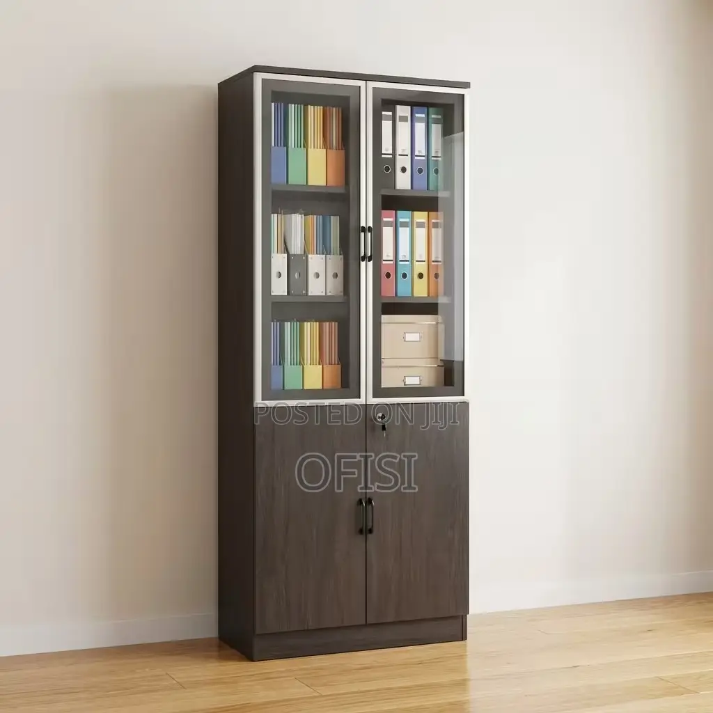Office Cabinet; Half Glass Wooden Office Cabinet