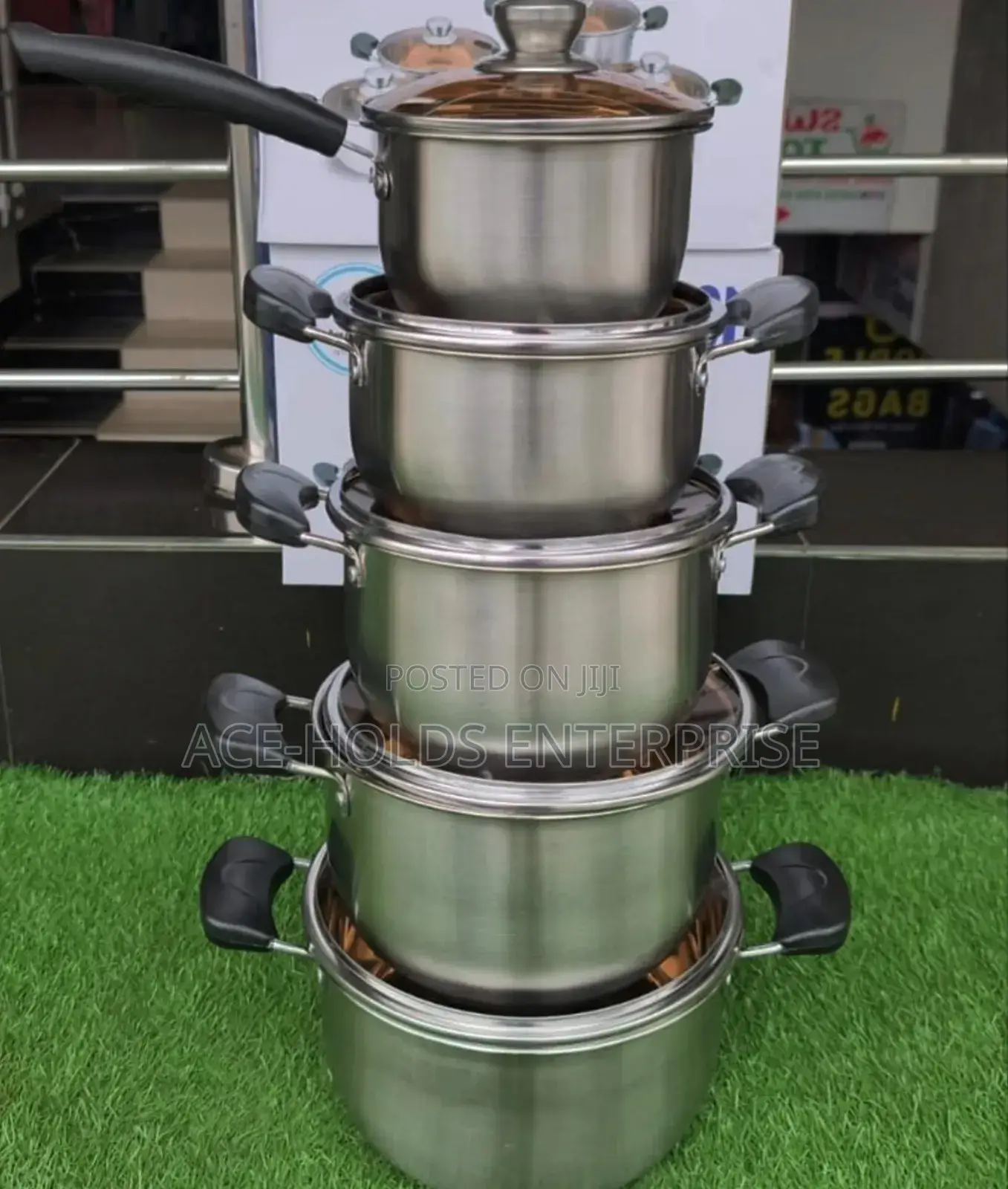 Jp 10-Piece Stainless Steel Cookware Set – Sufuria With Glass Lids