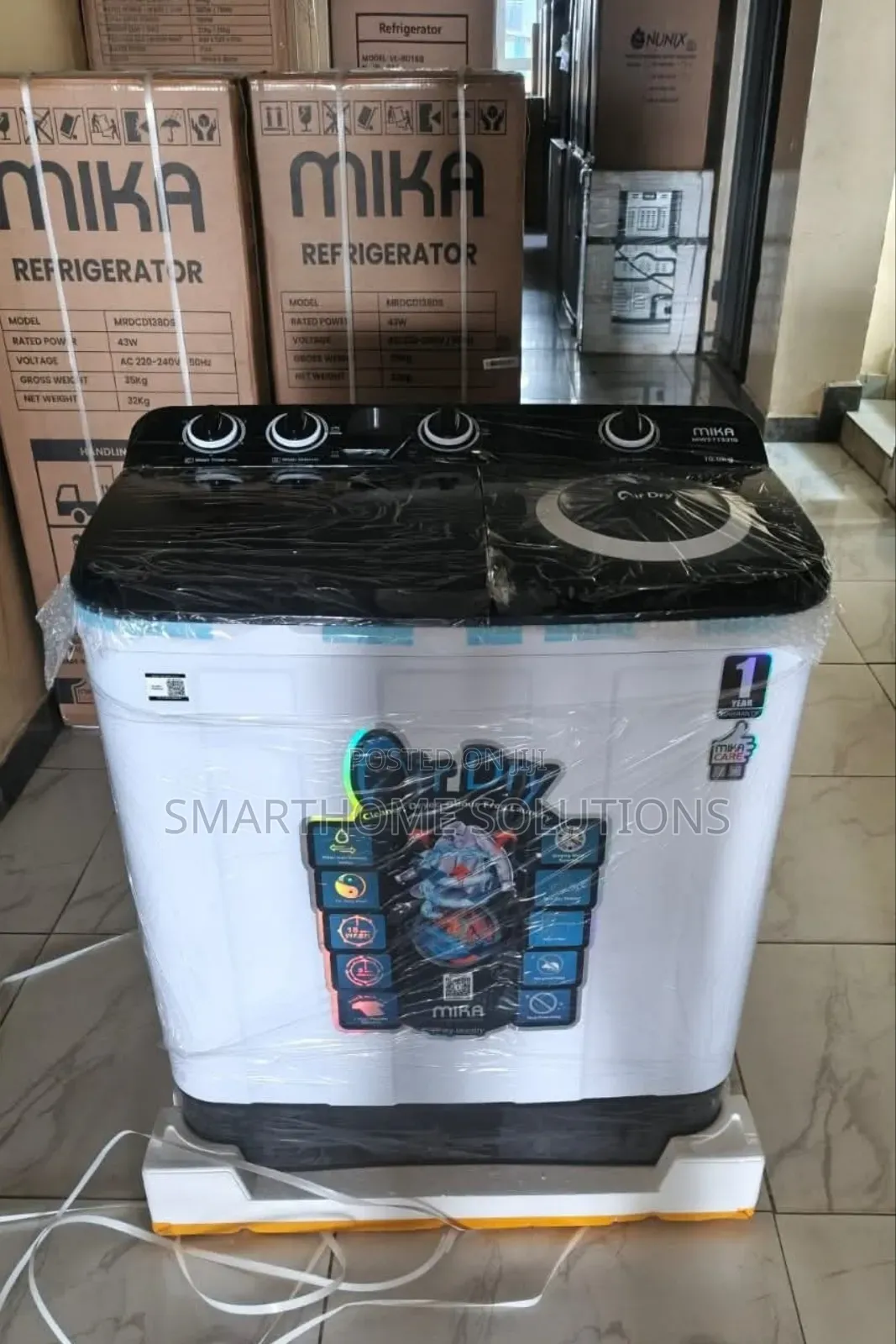 Mika Twin Tub Washing Machine, 10kg - White