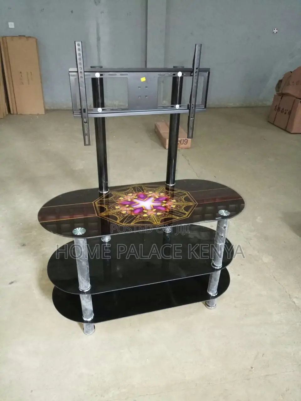 Tv Stand: 3 Layer Glass Tv Stand With Tv Mount