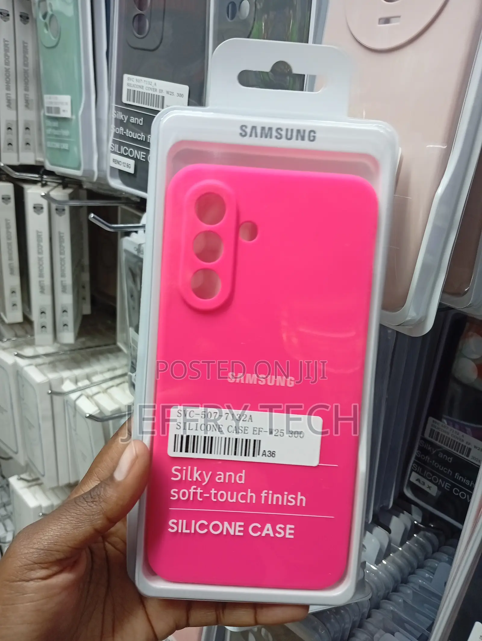 Samsung Galaxy A36 Silicone Case in High-Visibility Neon Pink Case