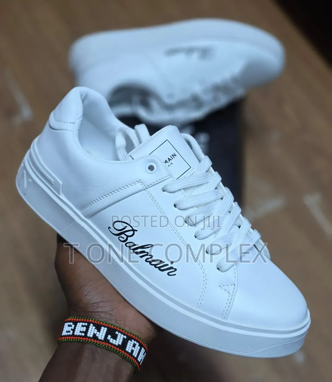 White Balmain Style Sneakers for Men Lace Up Brand New Shoes