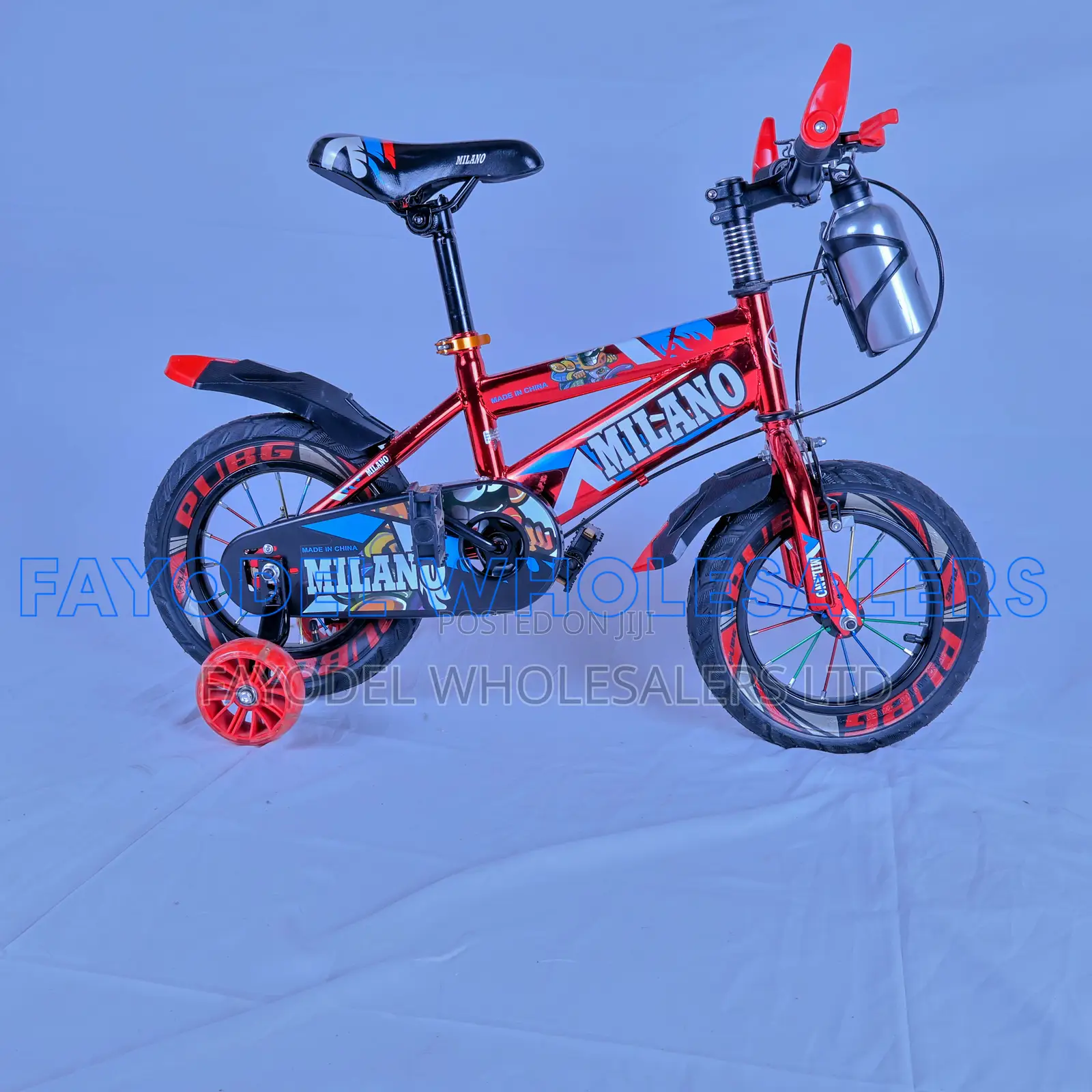 Red Milano Kids Bicycle – 12 Inch With Training Wheels