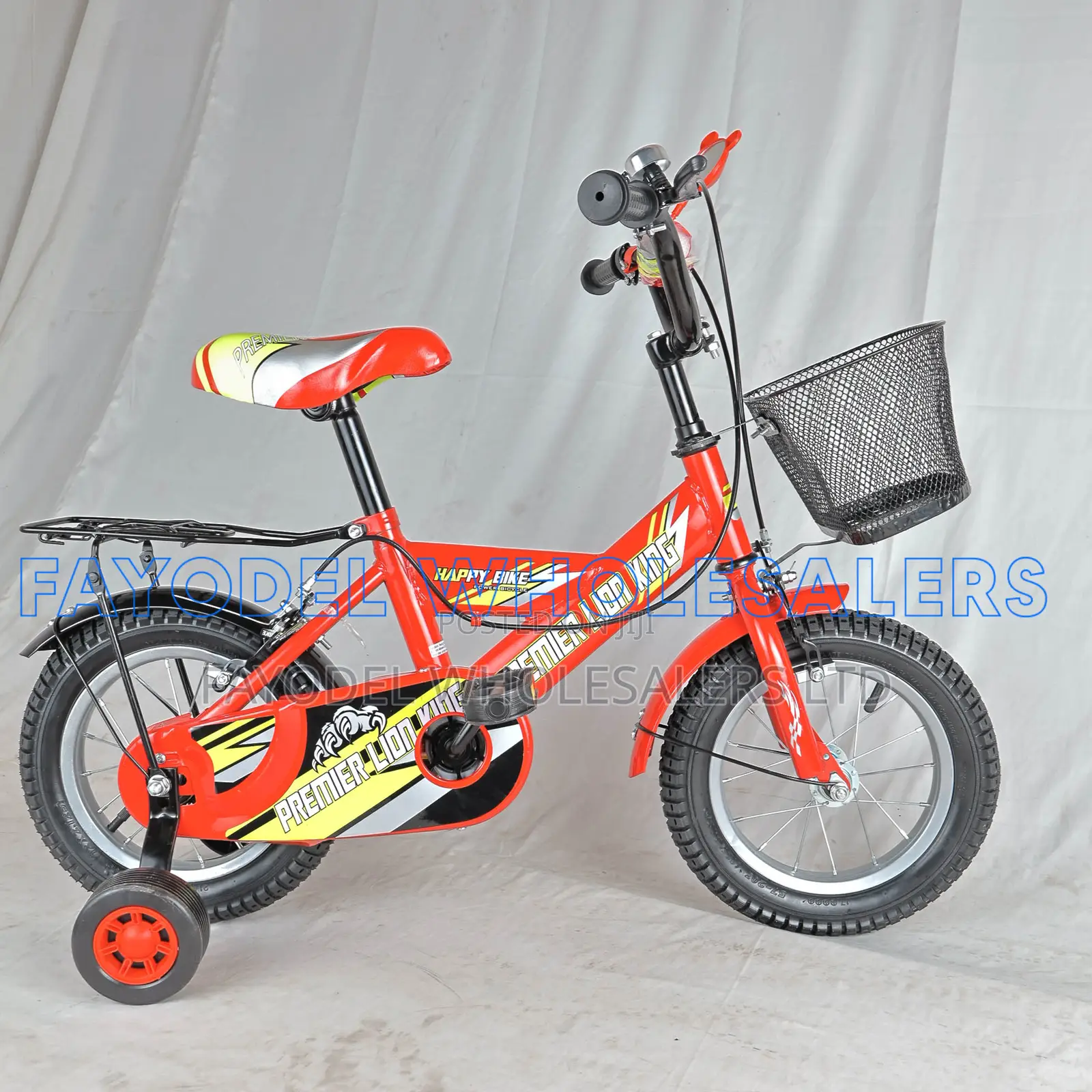 Premier Lion Kids Bicycle Size 12 – Red With Basket Training Wheels