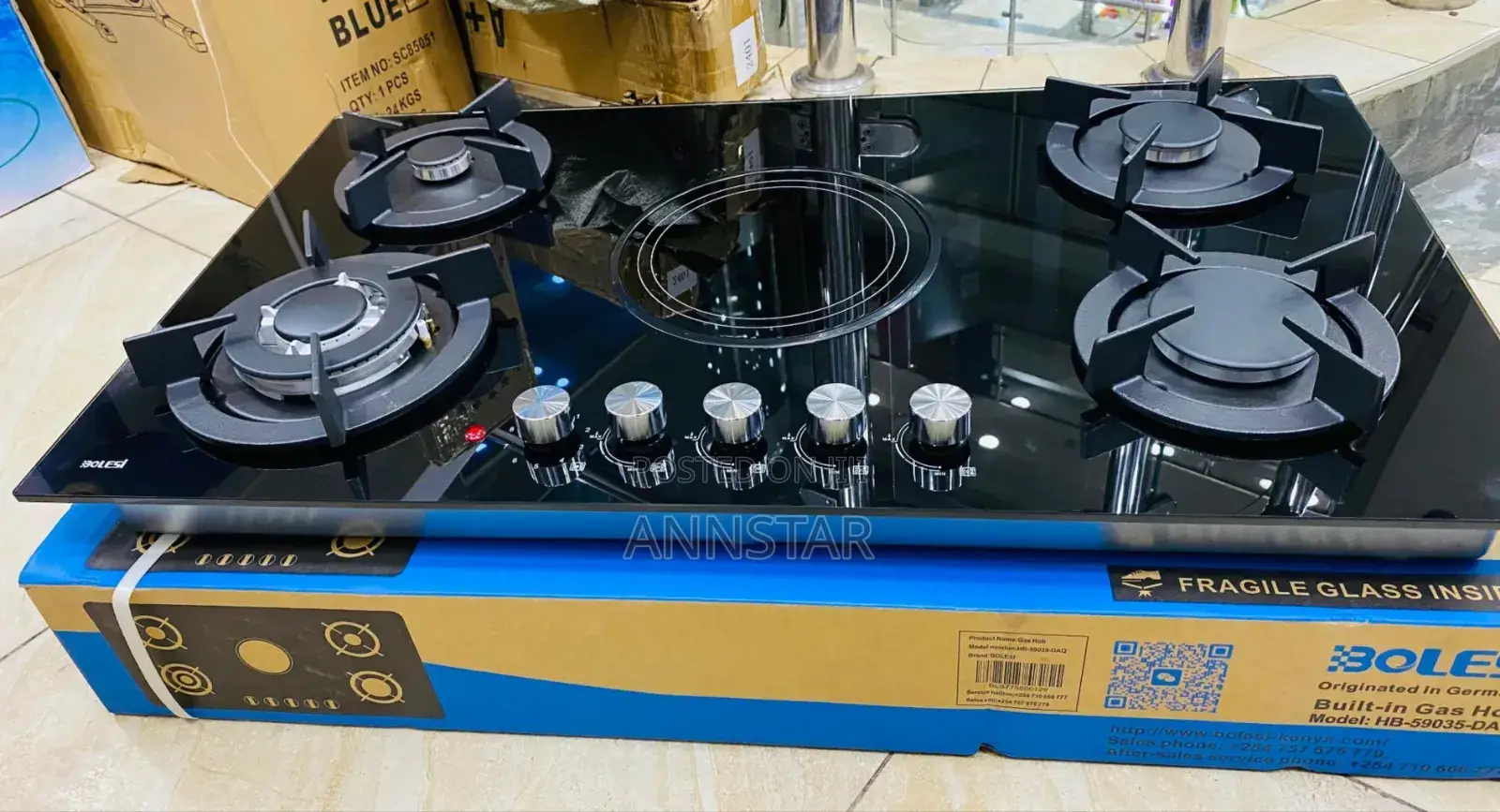 Bolesi Built in Gas Hob With Electric Infrared and Wok Burner
