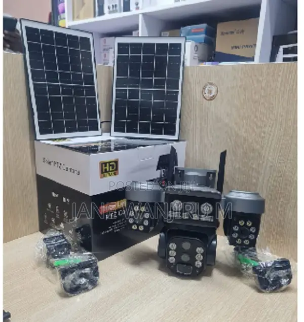 New V380 360° Triple Lens Solar Powered CCTV Camera With Sim Support