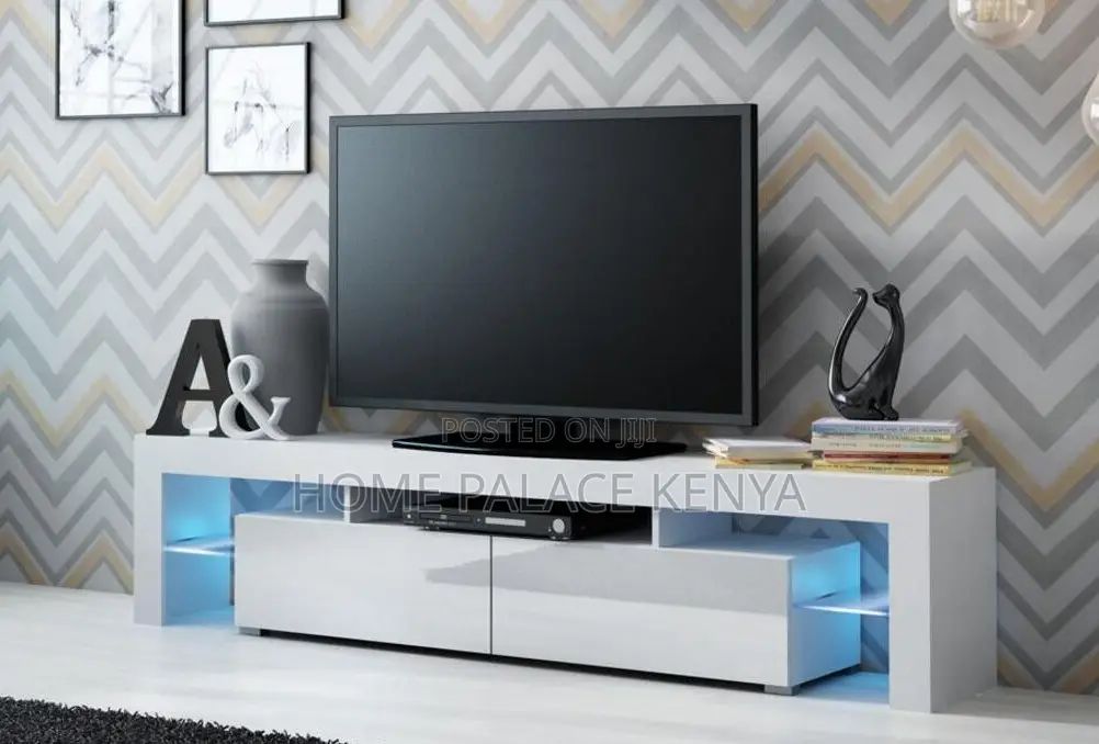 Tv Stand: Wooden Tv Storage With Led Lights