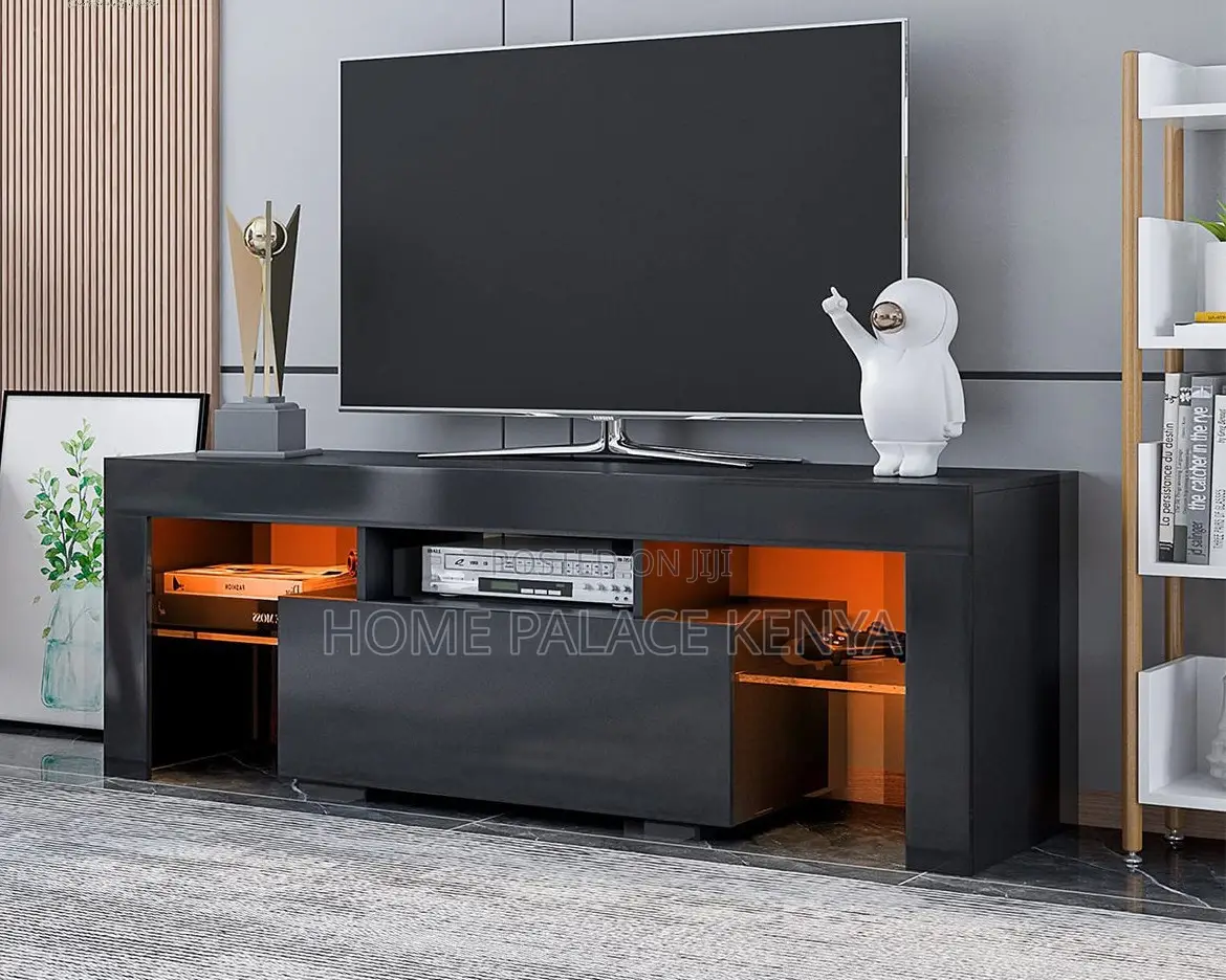 Tv Stand: Wooden Tv Storage With Led Lights