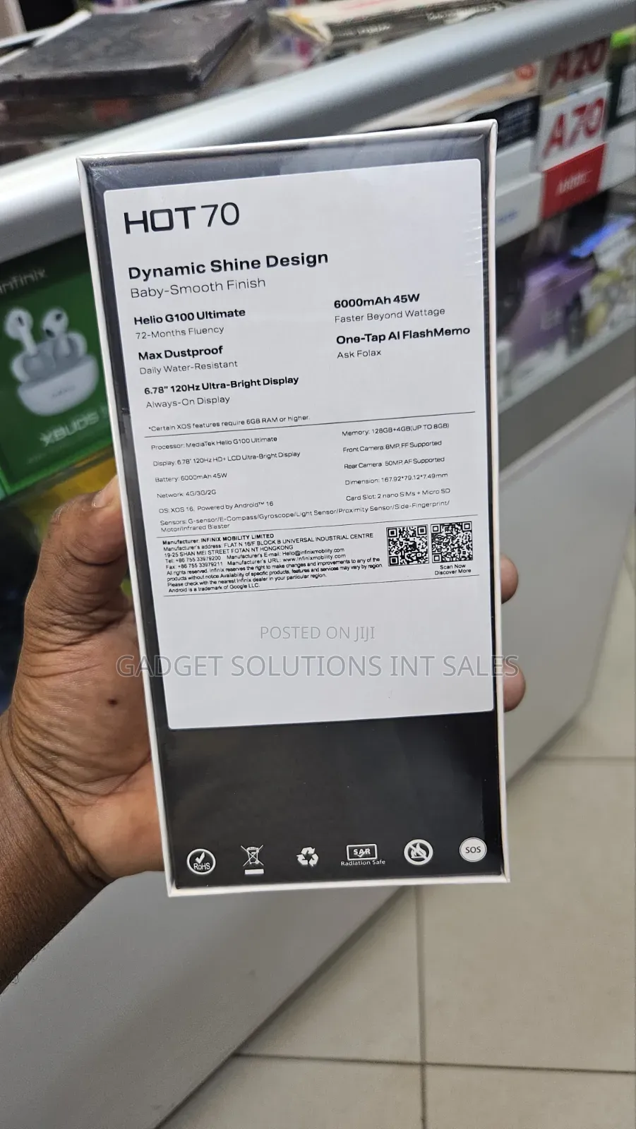 New Infinix Hot 70 128 GB Black
