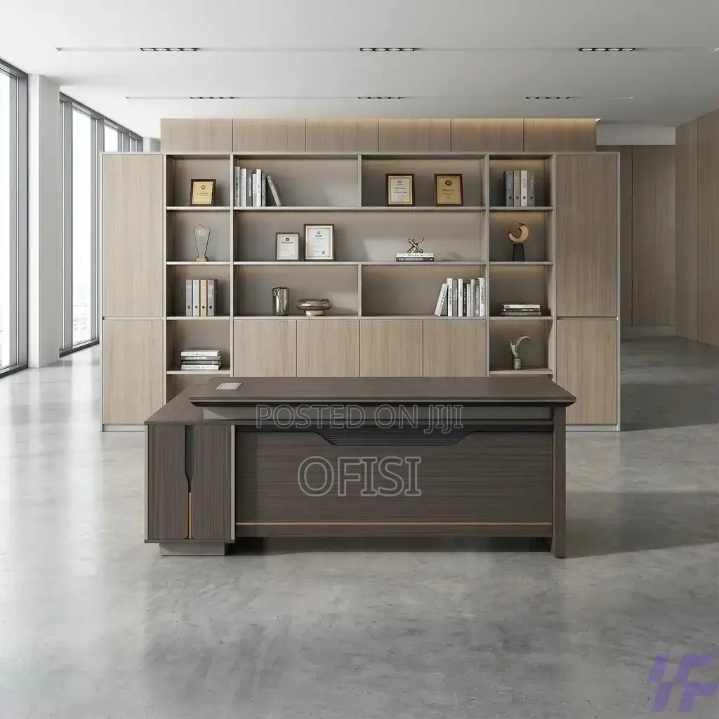 Office Desk; Modern Executive Office Desk With Side Cabinet