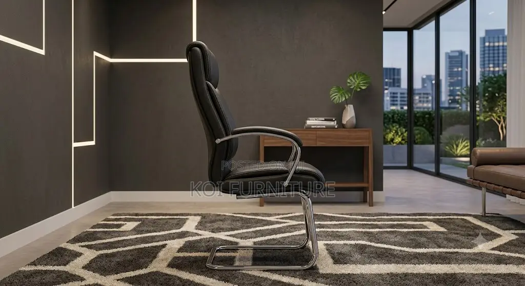 Office Chairs; Leather Visitors Chair With Sled Leg