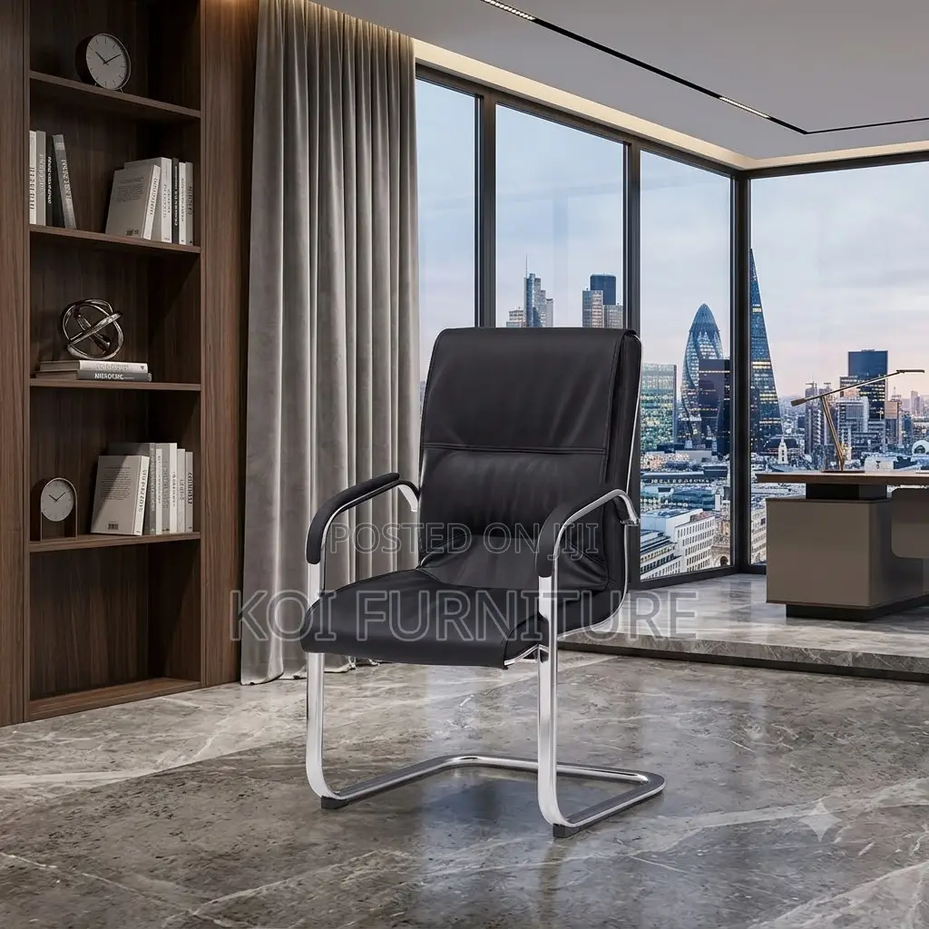 Office Chairs; Leather Visitors Chair With Sled Leg