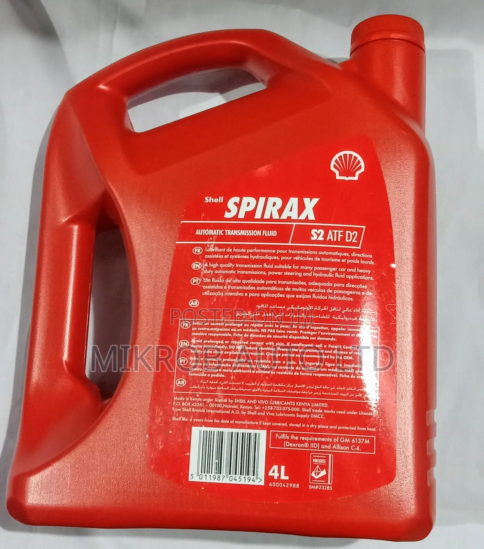 Atf Shell 4litres Spirax