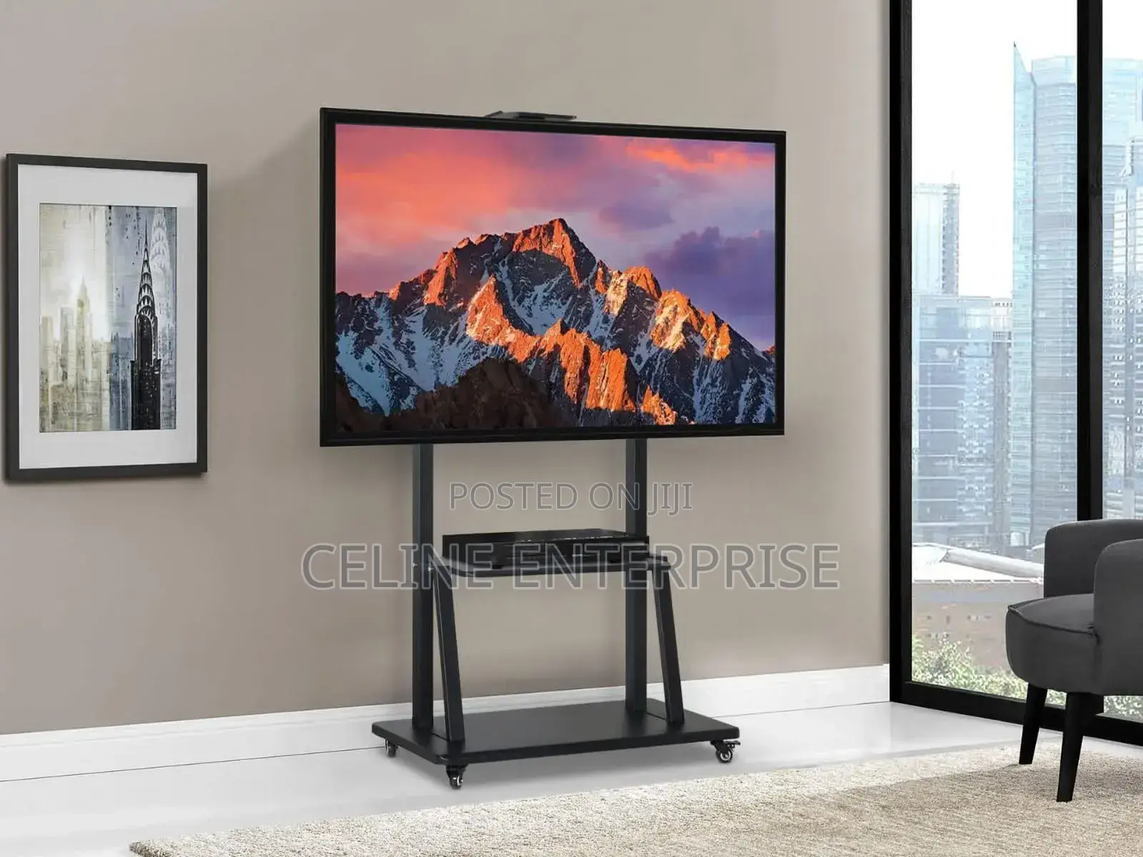 Mobile Tv Trolley Stand With Wall Mount