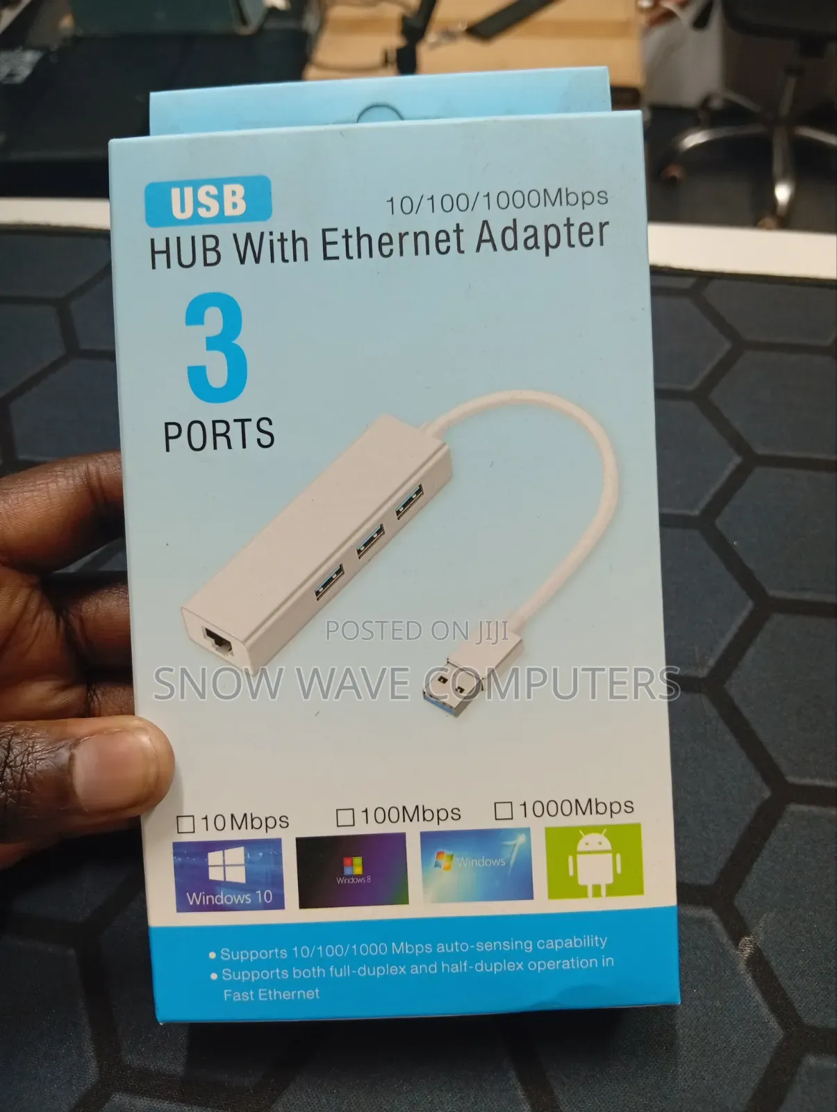 Usb 3.0 3 Port Hub With Gigabit Ethernet Adapter