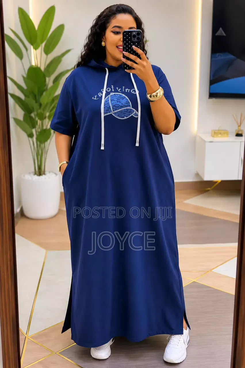 Free Size Hooded Denim Maxi Dress