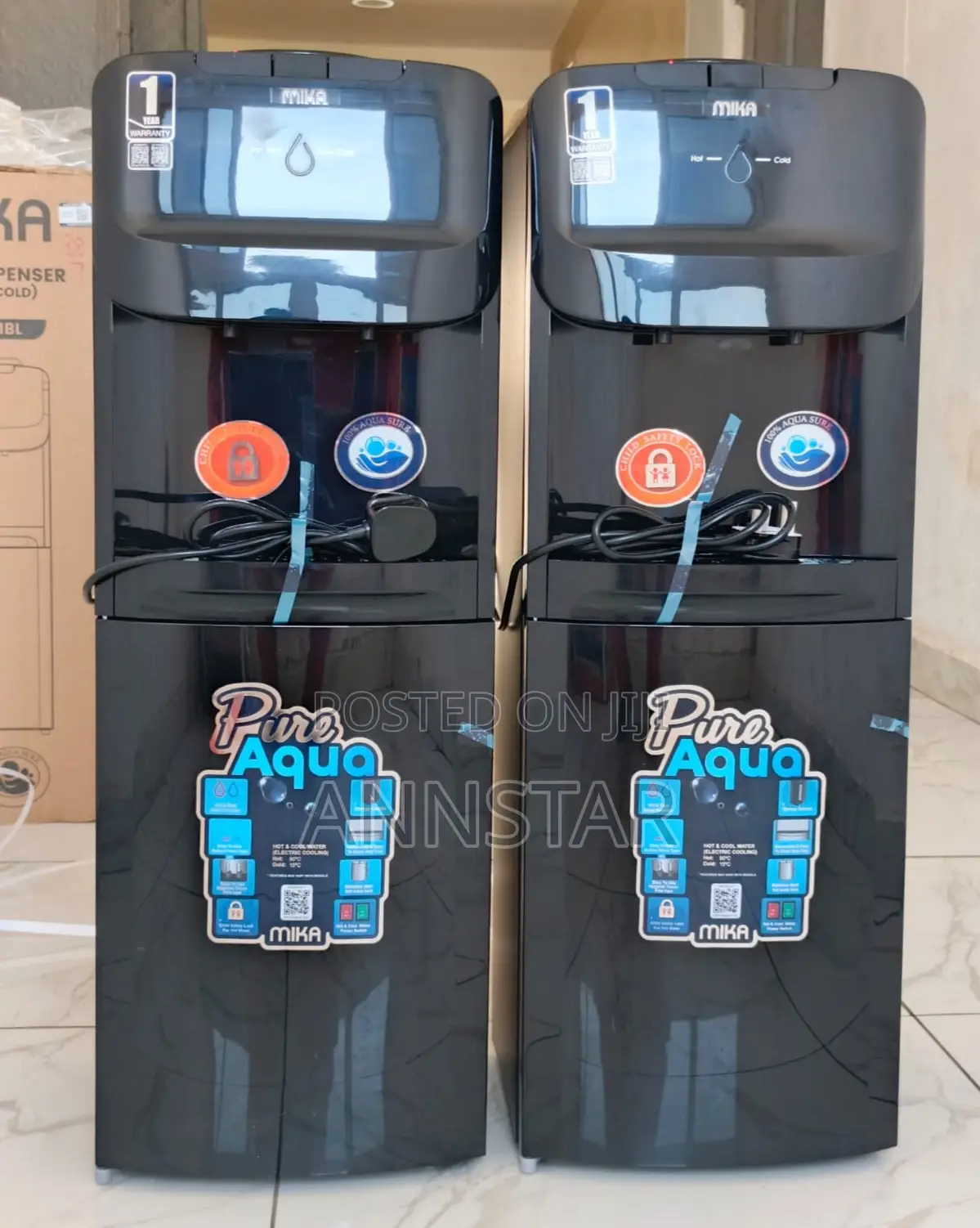 Black Mika Free Standing Hot and Cold Water Dispenser