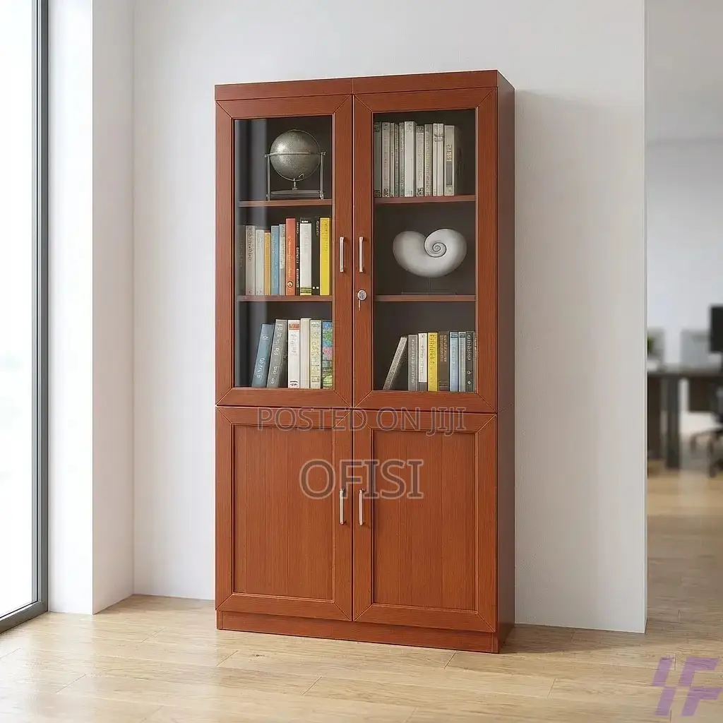Office Cabinet; 2-Door Mahogany Finish Filing Office Cabinet