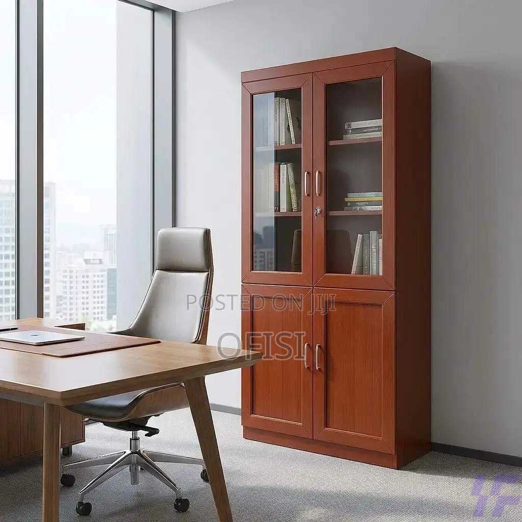 Office Cabinet; 2-Door Mahogany Finish Filing Office Cabinet