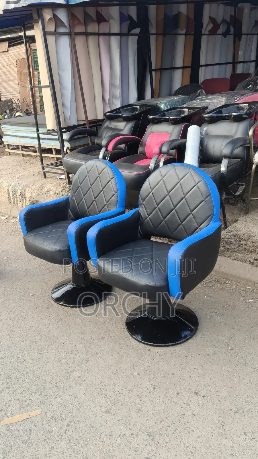 Blue and Black Salon Seats/ Styling Seats / Viti Vya Kusonga