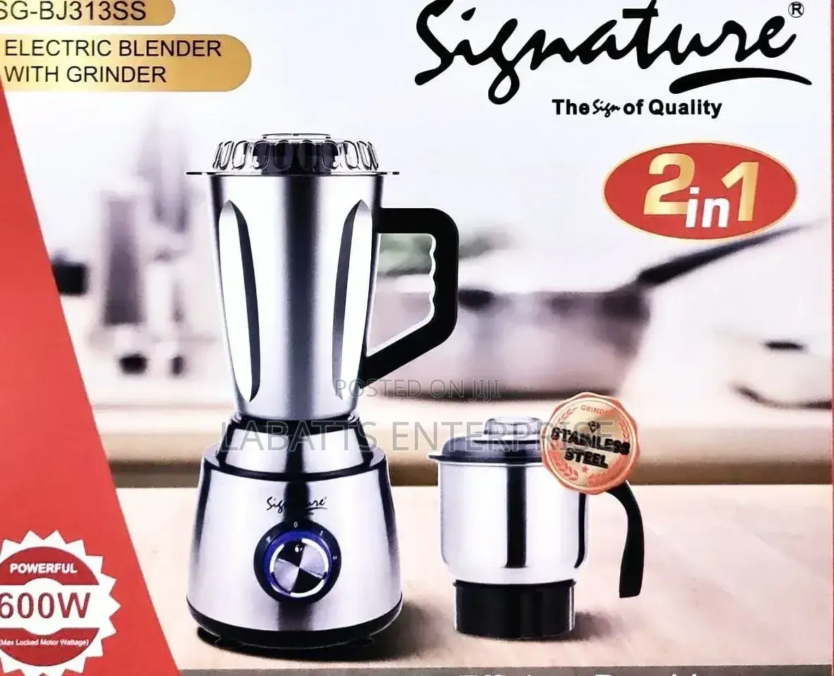 Signature 2-in-1 Stainless Steel Electric Blender With Grinder